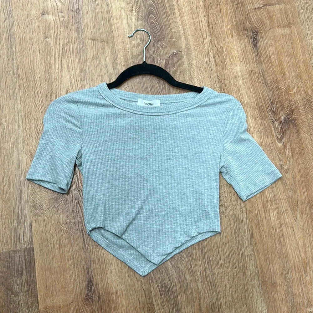 Hashttag Navy Cap Sleeve Rib Top - Picture 1 of 1